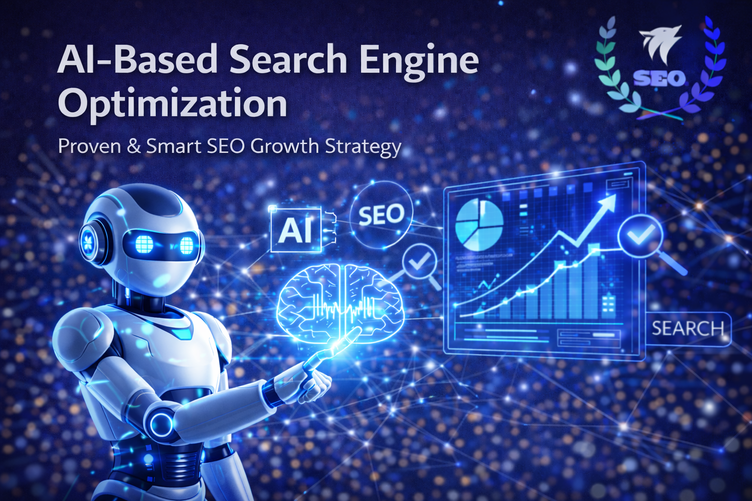 AI-based search engine optimization using advanced artificial intelligence to improve website rankings and organic growth