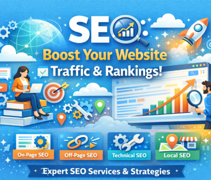 What is SEO illustration showing how search engine optimization improves website traffic, rankings, and online visibility.