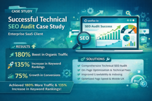 technical seo audit thane case study showing traffic growth, keyword ranking improvement, and conversion increase