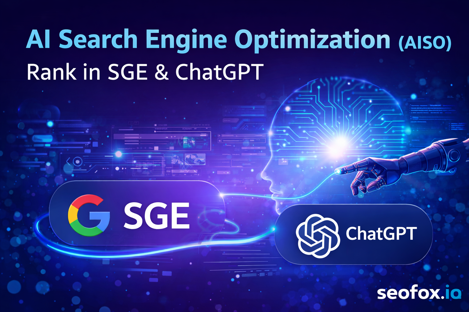 AI Search Engine Optimization AISO concept showing Google SGE and ChatGPT ranking strategy