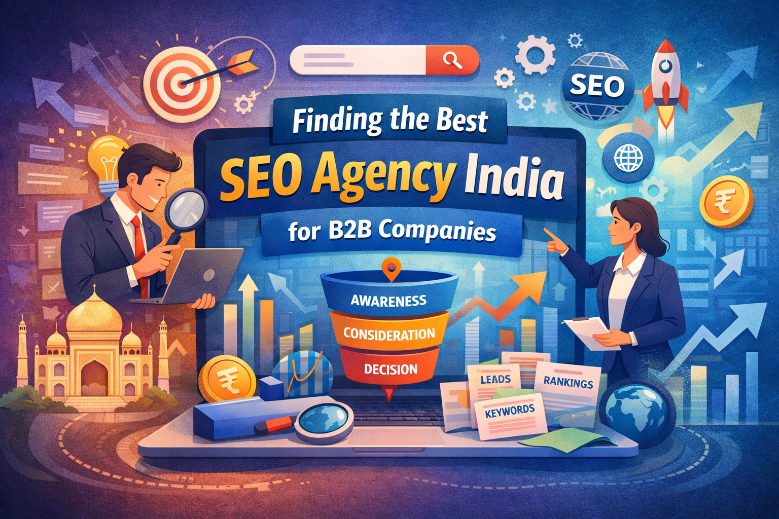 SEO agency India strategy for B2B companies with funnel and growth metrics