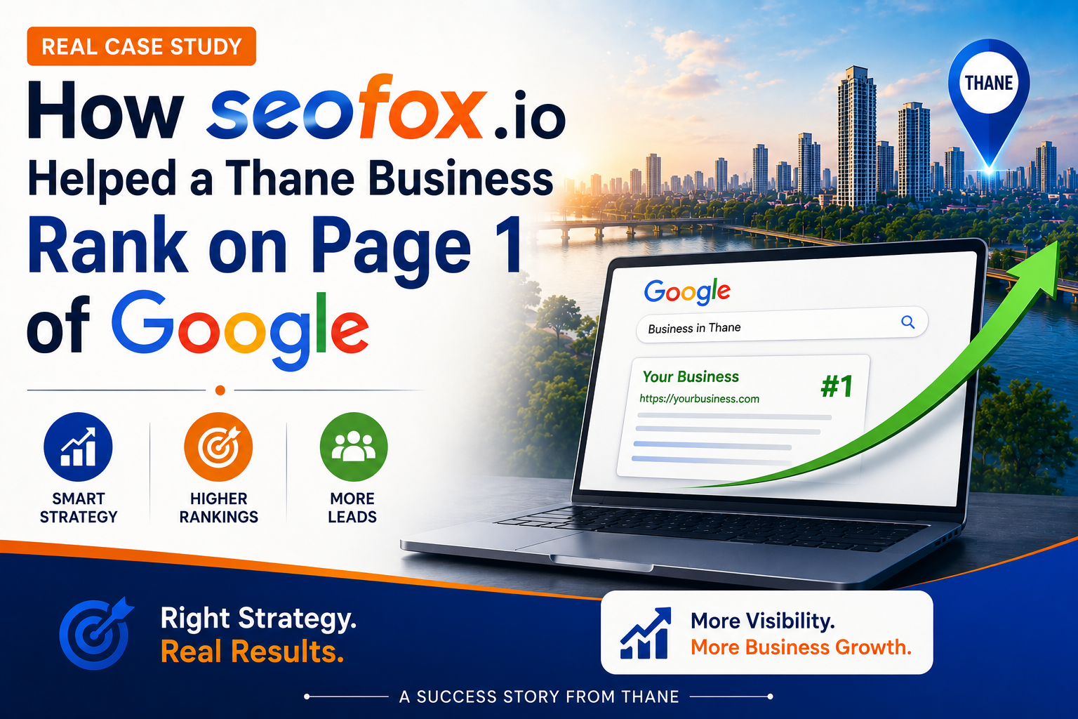 Best SEO Company in Thane case study showing how seofox.io helped a local business rank on Page 1 of Google.