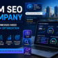 LLM SEO Company feature image showing AI-powered search optimization, large language model SEO analytics, AI search visibility dashboard, and business growth through AI-driven search.